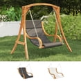 thumbnail image 5 of vidaXL Patio Swing Chair Hanging Lounge Chair with Cushion Lounger Bent Wood, 5 of 12