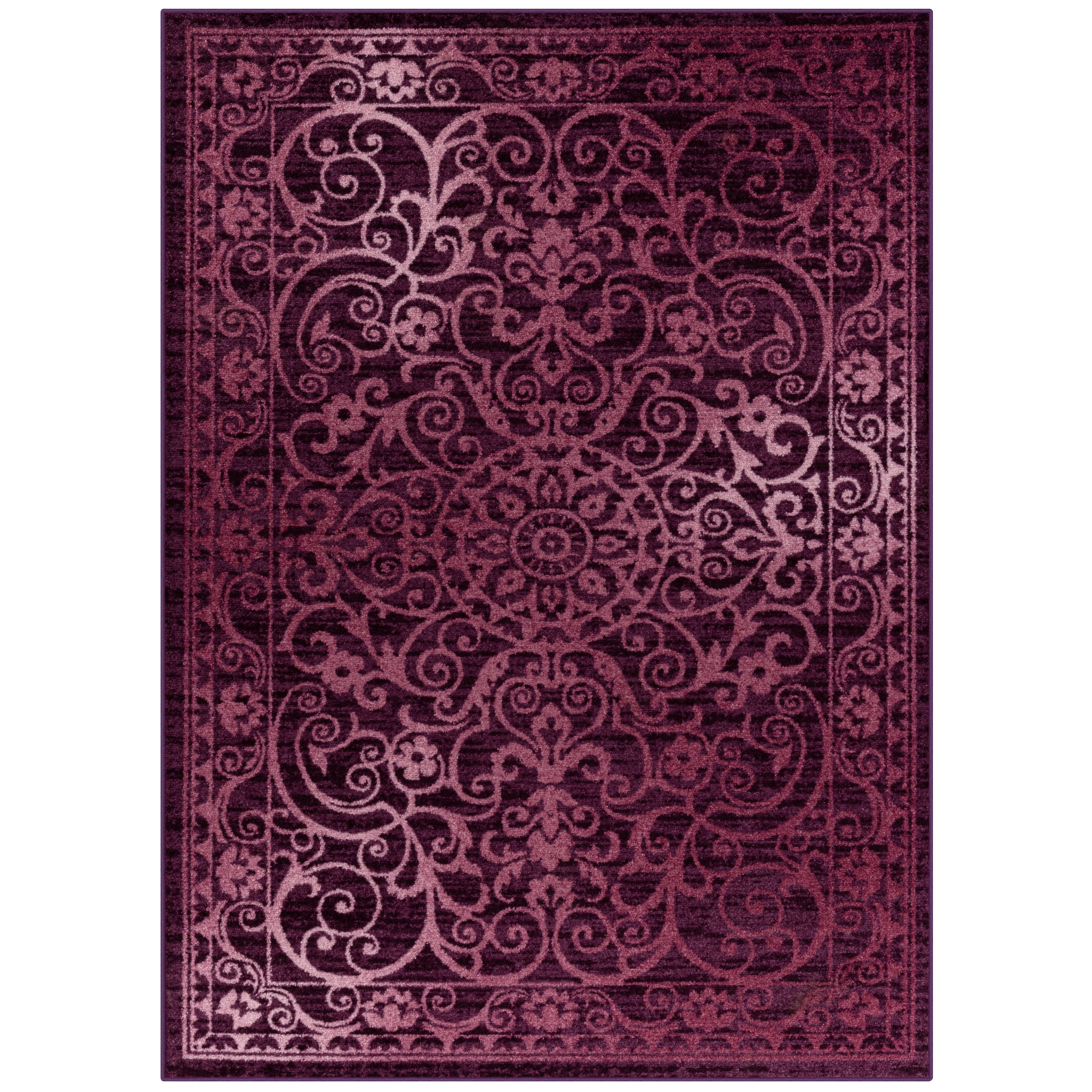 Vintage Distressed Style Runner Area Rug Scroll Damask Carpet Plum/Wineberry 2x6 