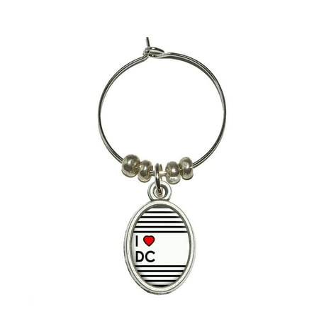 

I Love Heart DC - Washington Oval Wine Glass Charm