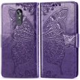 thumbnail image 2 of Étui Portefeuille à Rabat en Cuir PU de Qualité Supérieure avec Relief Papillon, Protection Intégrale, Support à Rabat, Porte-Cartes, Étui Magnétique pour iPhone 13 (6.1) (Violet Foncé), 2 of 6