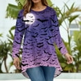 thumbnail image 4 of Plus Size Halloween Tops for Women Fall Casual Spooky Tees Long Sleeve Crew Neck Ghost Bat Pumpkin Print Blouses 4x-5x Tunics Blouses, 4 of 4