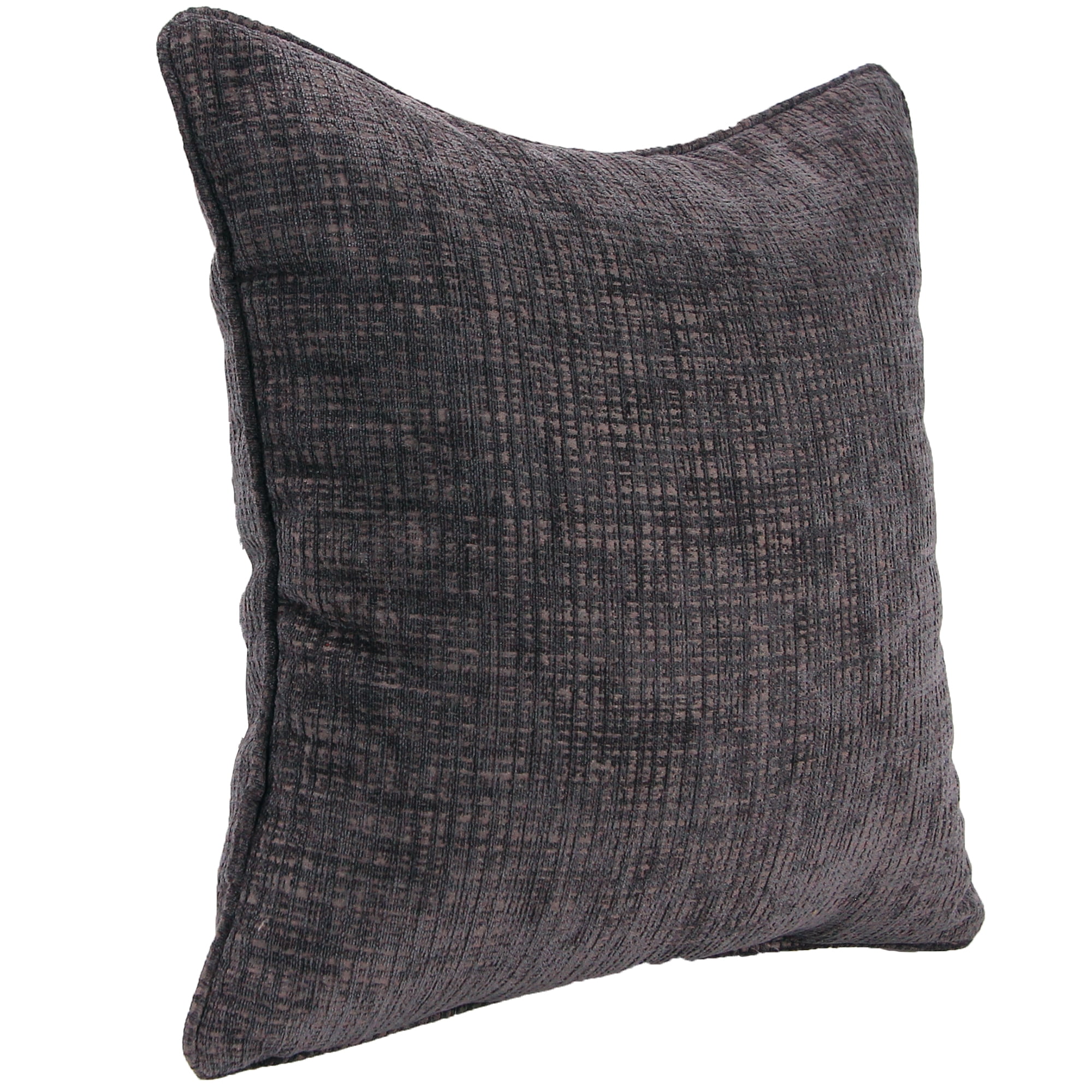 Jordan Manufacturing 18" x 18" Hatched Charcoal Solid Square Decorative Throw Pillow with Welt