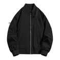 thumbnail image 4 of Cmfcve Men's Fall Solid Jacket Long Sleeve Zip up Bomber Jacket Loose Fit Casual No Hood Outerwear Jackets, 4 of 8