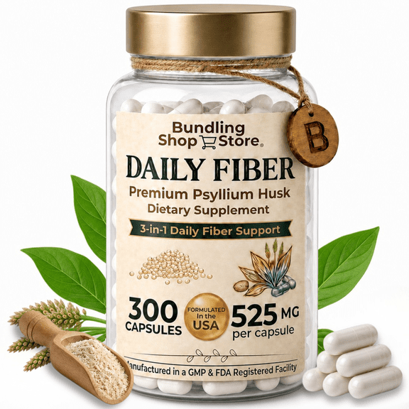 Daily Fiber Psyllium Husk Capsules, 525mg, 300 Count