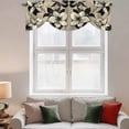 thumbnail image 2 of Black Floral Tie Up Valance Curtains for Windows, Kitchen Curtains Window Treatments, Vintage Khaki Floral Retrp Plant Leaf Short Window Shades Valances for Bedroom Bathroom Cafe 42"x12", 2 of 8