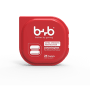 b+b EXTRA STRENGTH Acetaminophen Caplets | Pain Reliever + Fever Reducer | No Red Dye 40 | 500 mg | 24 Count Blister Pack