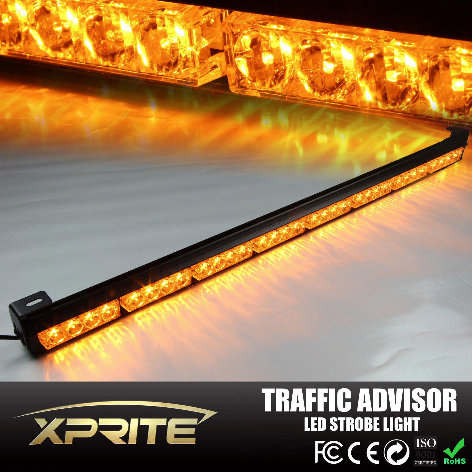 44" LED Traffic Adviser Emergency Beacon Warning Security Strobe Light Bar Amber 
