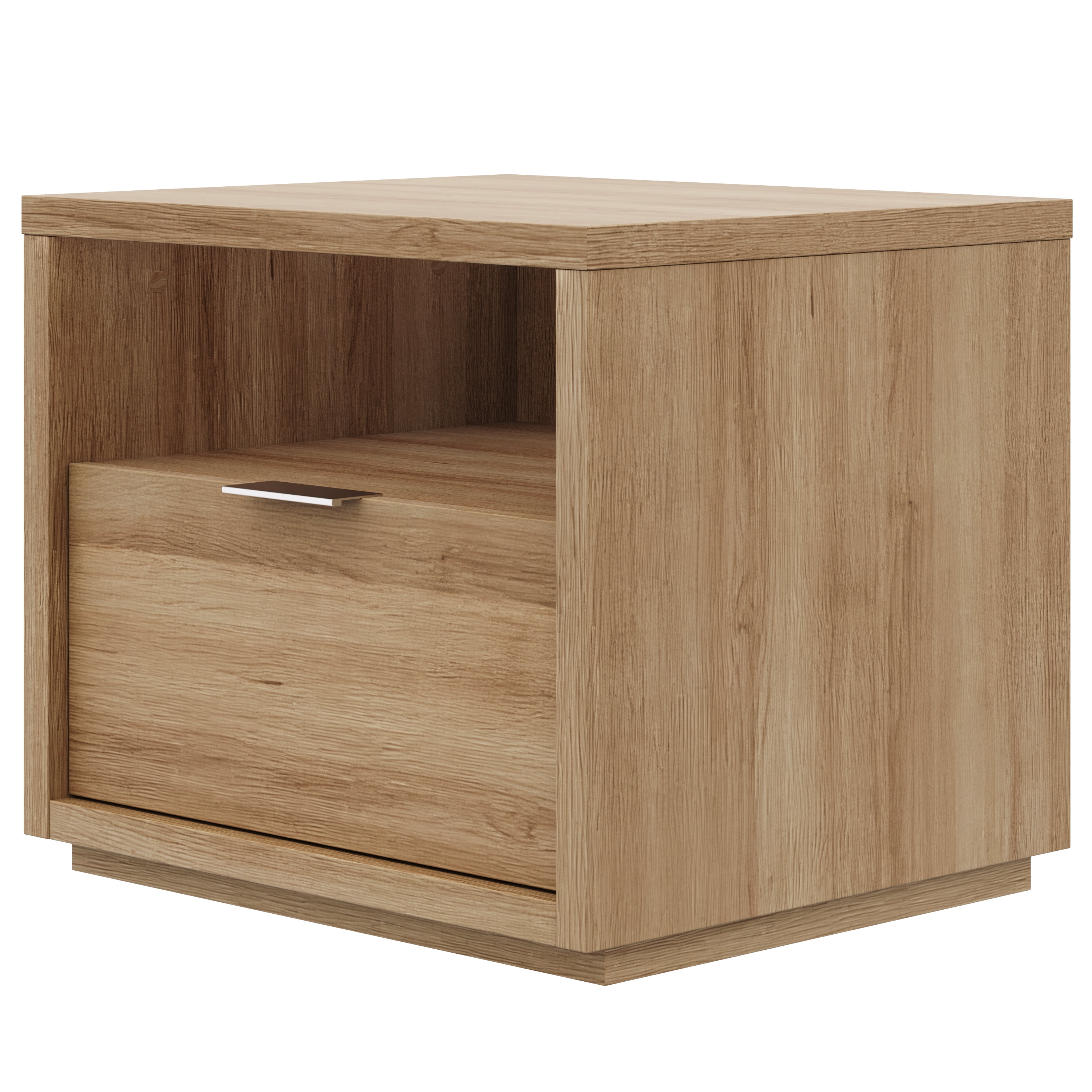 Nexera Modern 1 Drawer Nightstand, Brown Oak