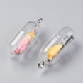thumbnail image 2 of Plastic Mini Capsule Pendants with Litter Doll & Platinum Tone Iron Findings Mixed Color 28x11mm Hole: 2mm, 2 of 3