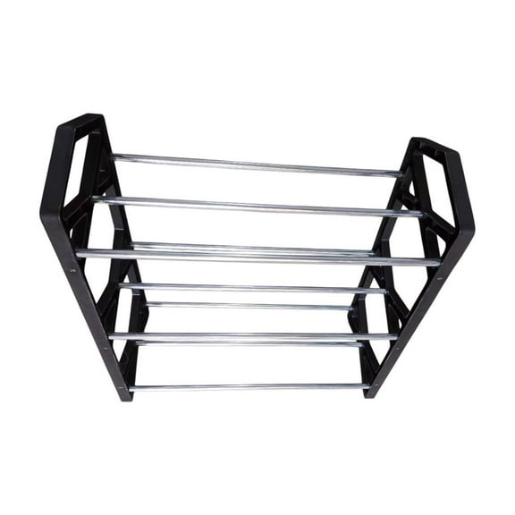 Qocolhg Shoe Rack for Entryway, 3 Tier Shoe Organizer, 6 Pairs Stackable Small Shoe Rack, Shoes Organizer for Closet, Entryway, Hallway, Garage, Front Door, Dorm Room Shoes Shelves, Black