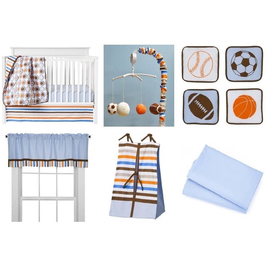 Bacati - Mod Sports 11-Piece Nursery in a Bag Crib Bedding Set 100% Cotton Percale Boys Crib Bedding Set with 2 crib fitted sheets - image 3 of 8
