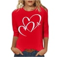 thumbnail image 3 of TaTaai Women's A 3/4 Sleeve Christmas Printed Round-neck Top Gift, 3 of 6
