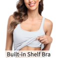 thumbnail image 3 of Women's Square Neck Tank Top Cotton Undershirts With Shelf Bra, 2-Packs, 3 of 6