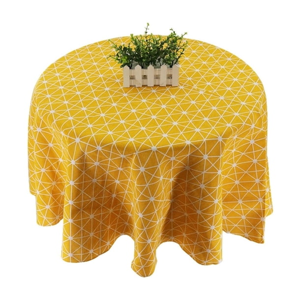 Mantel redondo de meioro, mantel de lino y algodón, color amarillo, de sarga nórdica, para mesa redonda