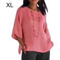 thumbnail image 5 of Minnieouse Ropa de mujer Camisa de cuello de manga 3/4 Top casual de lino de algodón de manga 3/4 Prendas para la parte del cuerpo rosado SG Minnieouse AP002239-12, 5 of 5