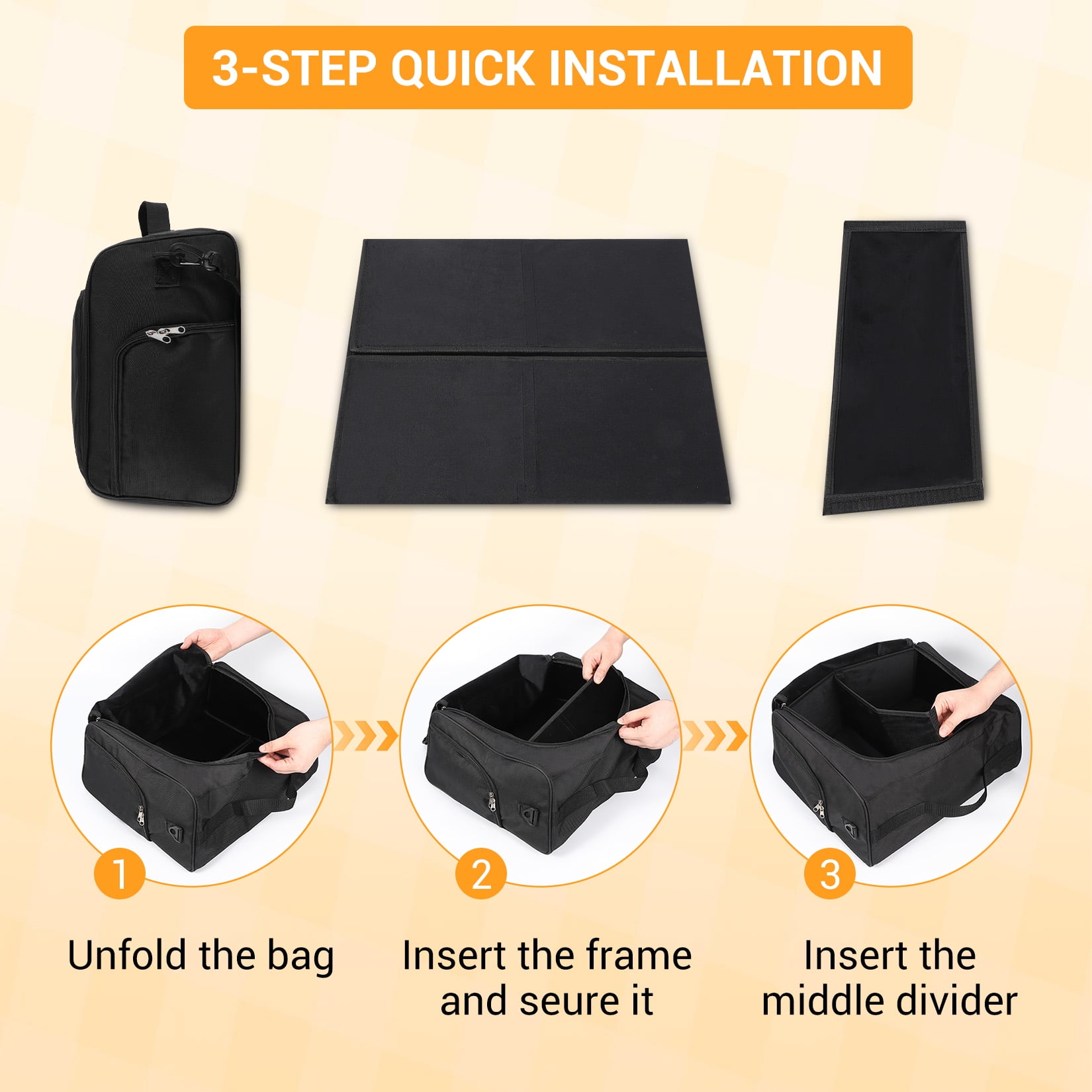 Garvee Baseball Caps Organizer Bag, 17 x 7 x 13.7", 2 Pack, Oxford Fabric Cap Organizer, Black