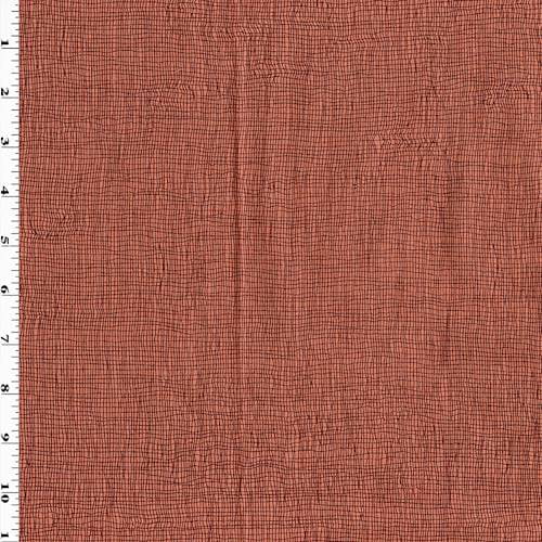 Dusty Red Mesh Printed Cotton Woven Decorating Fabric, Fabric By the