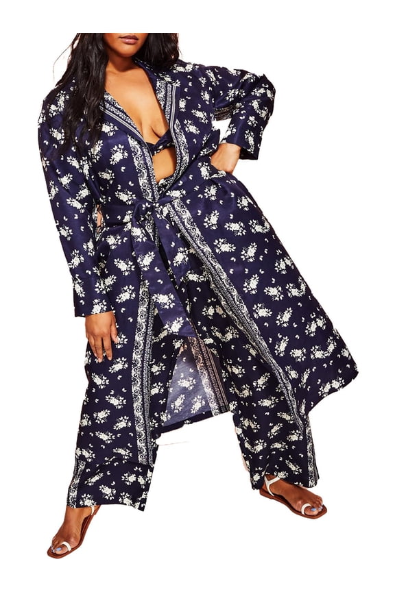 Womens Floral Sleepwear Long Robe