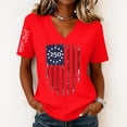 thumbnail image 2 of Evdexr Women's 250th Anniversary Usa Shirts 4th Of July Short Sleeve T Shirt Patriotic V Neck Red Blue and White Tops 1776 2026 Stars and Stripes Loose Fit Tees Red 3XL, 2 of 5