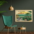 thumbnail image 2 of Retro Wall Art with Frame, Nostalgic Welcome to Cuba Print Classic Car Beach Ocean Palm Trees, Printed Fabric Poster for Bathroom Living Room, 35" x 23", Green Cream Yellow, by Ambesonne, 2 of 2