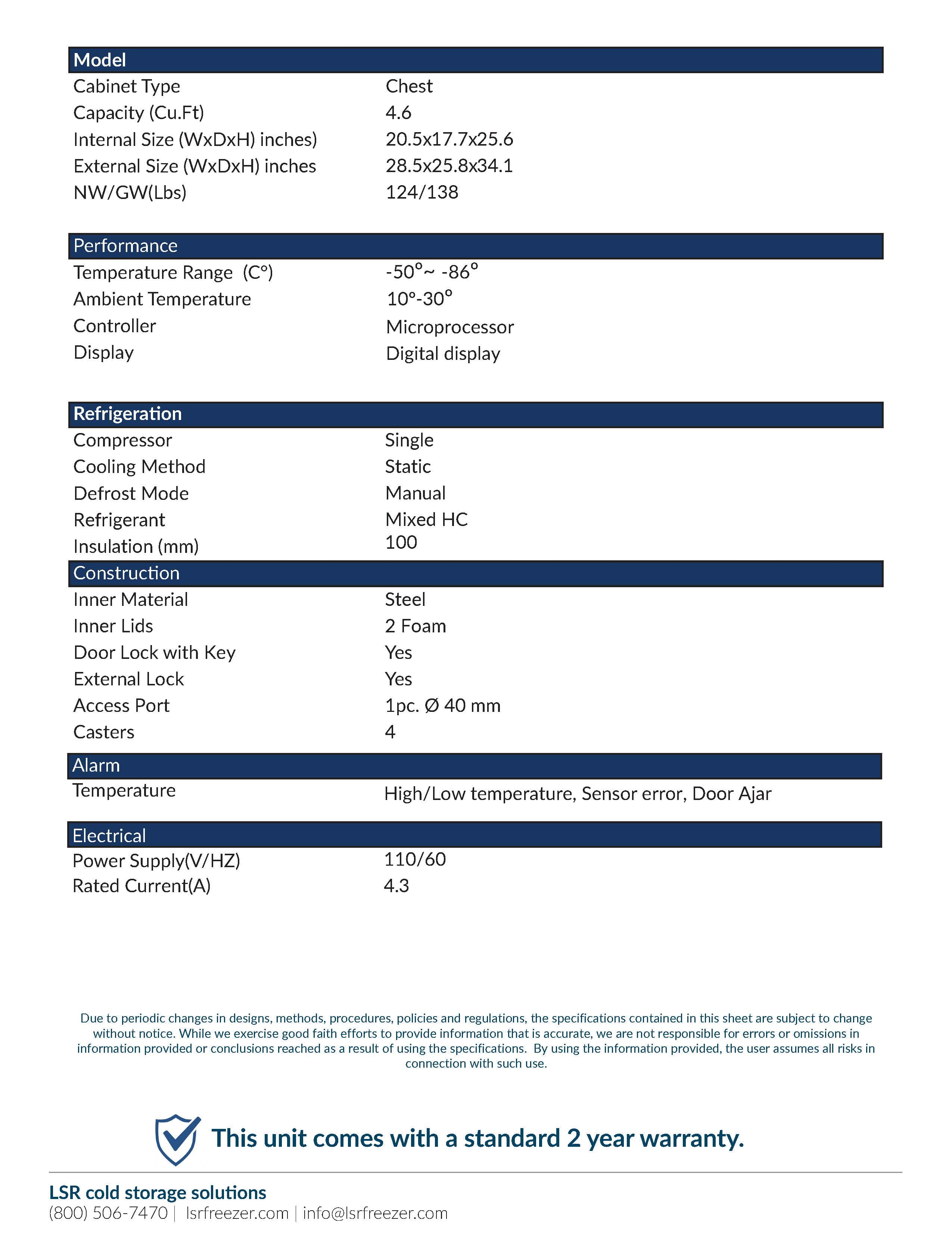 LSRC85-5 Ultra-Low Chest Freezer