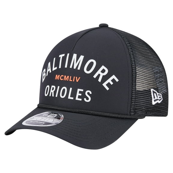Men's-New Era  Black Baltimore Orioles Minimalist 9FORTY A-Frame Adjustable Hat