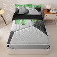 thumbnail image 3 of Homewish Sport Soccer Zipper Twin Comforter Sets with Fitted Sheet and 2 Pillowcases,Teens Green Ice Cream Drip Zipper Bedding Set,4-Piece,Black Reversible, 3 of 6