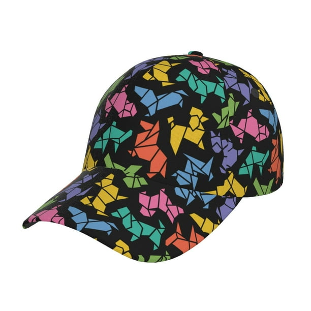 Fotbe Colorful Geometric Dog Gorro Clásico de Béisbol, Gorra Ajustable con Broche Snapback, Gorro de Exterior de Algodón Suave