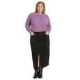 thumbnail image 4 of Jessica Simpson Women's and Women's Plus Velveteen Midi Skirt with Front Slit, Sizes 2-24W, 4 of 6