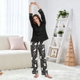 thumbnail image 6 of Dailycode Women's Pajama Pants Wide Leg Lounge Pj Bottoms With Pockets White and Black Cats, 6 of 7