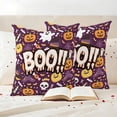 thumbnail image 3 of Purple Halloween Outdoor Waterproof Pillow Covers, Cute Ghost Pumpkin Skull Bat Wizard Hat Decorative Square Throw Pillowcase Sofa Cushion Sham for Patio/Couch/Chair, 16"x16" 2 Pack, 3 of 8