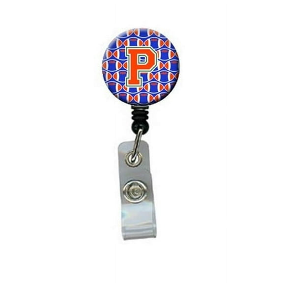 Carolines Treasures CJ1083-PBR Letter P Football Green, Blue & Orange Retractable Badge Reel