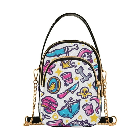 joogoo Women Art Skull Chain Crossbody Bags Shoulder Handbag Phone Purse