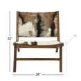 thumbnail image 4 of DecMode Teak Wood Lounge Chair with Hair on Hide Seat and Back, Brown, Set of 2, 4 of 9