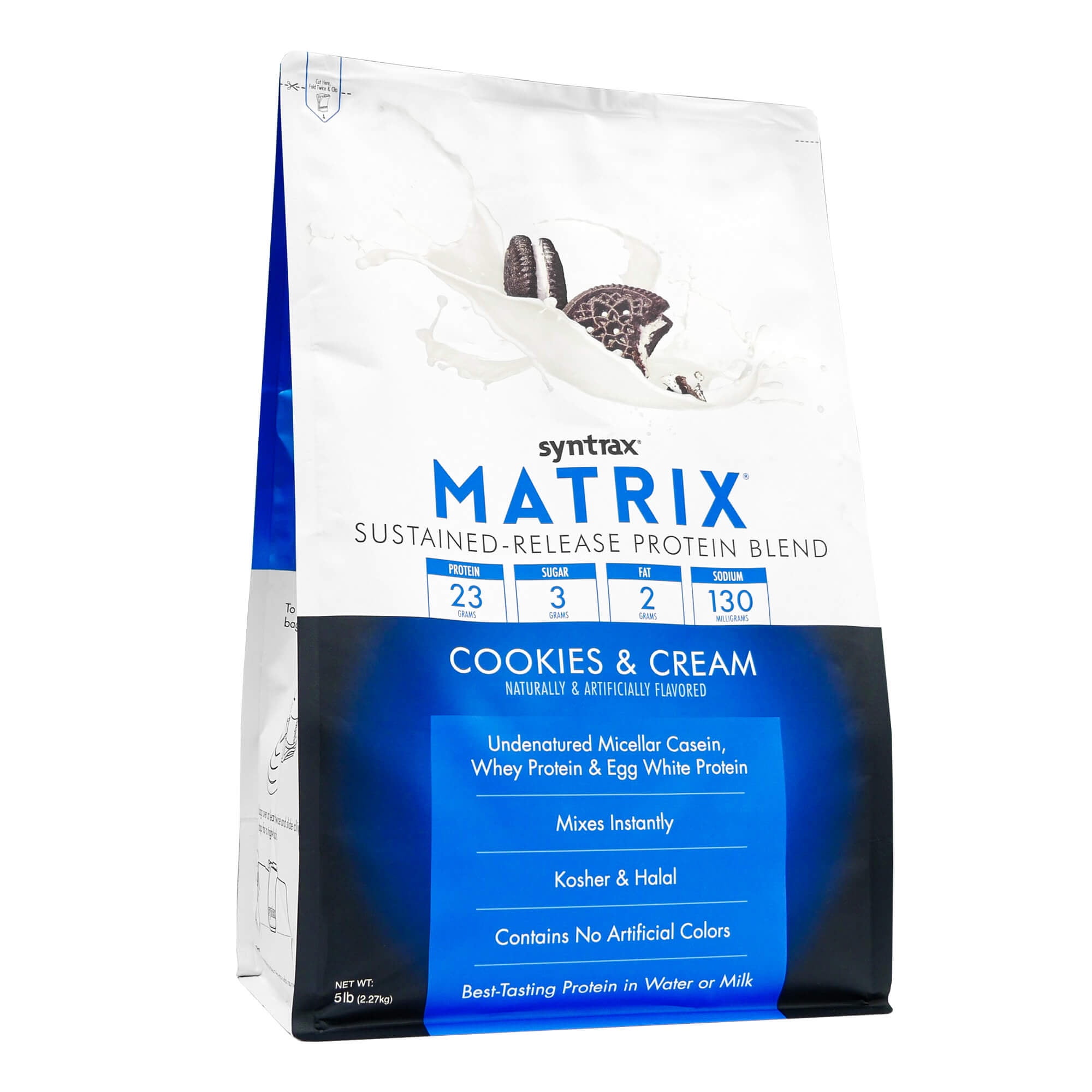 Syntrax Matrix Cookies and Cream Sustained‑Release Protein Powder Blend 5 lb with Real Cookie Pieces
