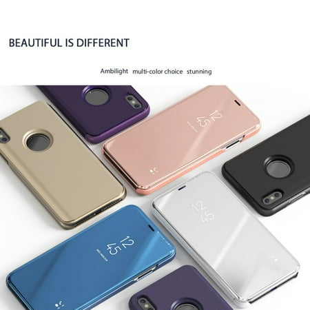 OPKALL Clear Mirror Case Flip Stand Case Phone Protective ...