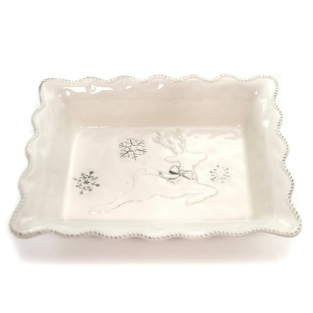 Italian Christmas Breakfast Casserole Tabletop HOLIDAY DANCER CASSEROLE DISH Christmas Reindeer Snowflakes 1763152 ()