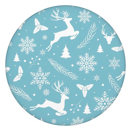 Christmas Celebration Essential Round Tablecloth 44 Inch Diameter with Elastic Border for Secure Fit