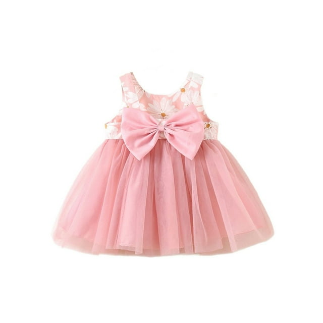 FYDUU Robes de Pâques pour Filles Robe d'Été en Tulle Florale Princesse Vacances à la Plage Robe d'Été Sans Manches pour Bébés Filles Robe de Fête
