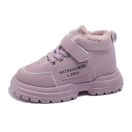 

Ediodpoh Children s Winter Solid Color Warm And Suede Casual Snow Boots Comfortable Non Boots Kids Boots Purple 10.5