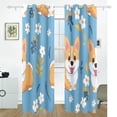 thumbnail image 2 of Dogs Cartoon Leaves in Blue Black Out Curtains 84 Inch Length Curtains for Sliding Glass Doors Bedroom Living Room 2 Pack, 2 of 6