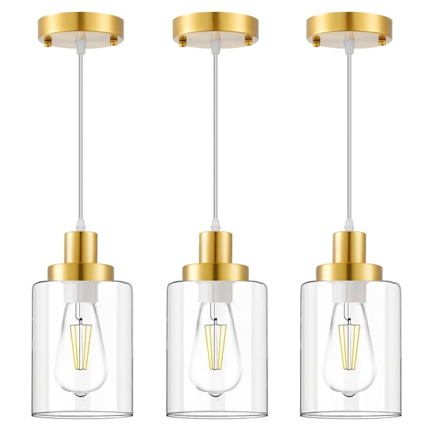 Lámpara colgante WiMisom Industrial de vidrio transparente, paquete de 3