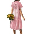 thumbnail image 5 of hirigin Women's Button Down Shirt Dress, Casual Short Sleeve Plaid Print Midi A-line Dress, 5 of 9