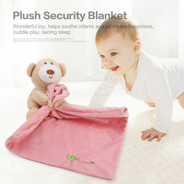 Walfront Lovely Bear Plush Soother Security Blanket Soft Baby Kids Toy Newborn Gift Plush Security Blanket Baby Security Blanket Pink
