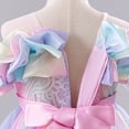 thumbnail image 4 of IBTOM CASTLE Girls Formal Dress Kids Party Wedding Party Birthday Princess Dresses Ball Gown Daughter Dance Dresses Sparkly Round Neck Lace Tiered Tulle Flower Girl Dress 7-8 Years Rainbow Pink, 4 of 7