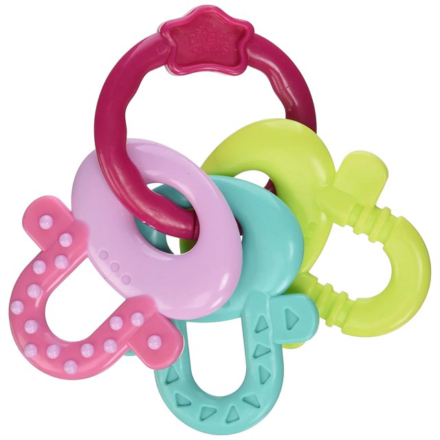 Pink Teether Keys, License to Drool Infant Teething Toy for Baby Girl