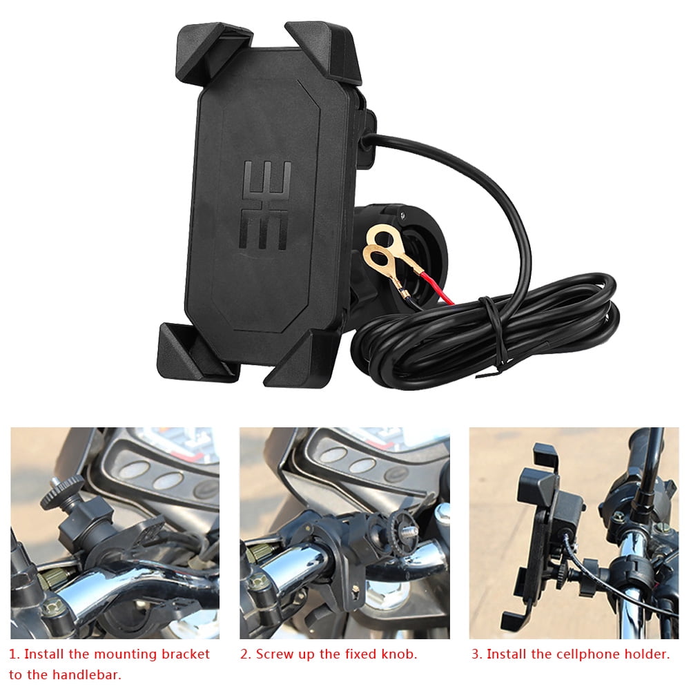 LYUMO Motorcycle Charging Mount,Portable 360° Adjustable Motorcycle Handlebar Cell Phone GPS Mount Holder USB Charger Universal, Adjustable Motorcycle Handlebar