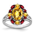 thumbnail image 1 of 925 Sterling Silver Rhodium Citrine and Garnet Ring, 1 of 2