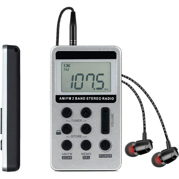 Portable AM FM Radio, Walkman Radio with Digital Tuning LCD Display, Rechargeable Pocket Radio with Earphone, Small Radio with Detachable Belt Clip for Walking, Jogging