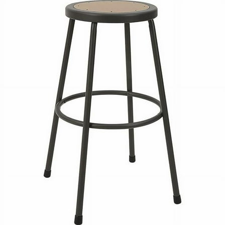 Lorell LLR83082 30 in. Metal Shop Stool with Wood & Medium Density Fiber Seat - Light Gray